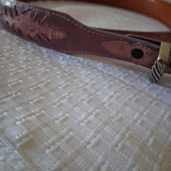 Lucchese Pink Leather Belt with Gold Buckle